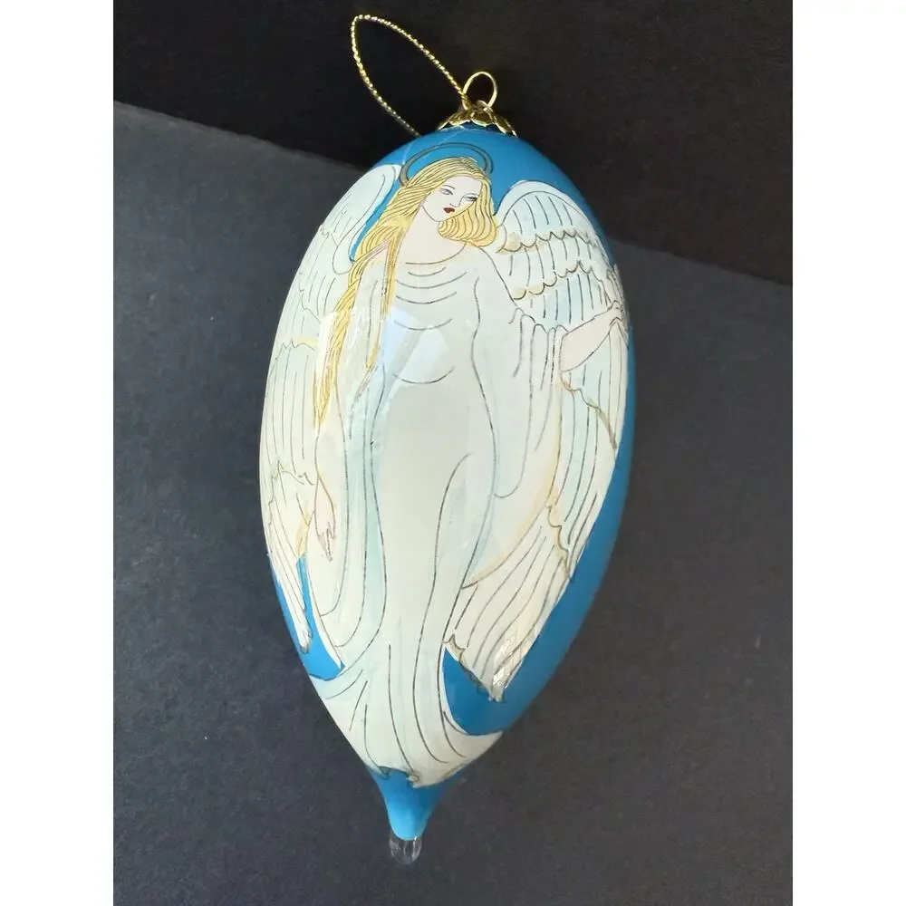 Pier 1 One Li Bien Reverse Hand Painted Glass Christmas Angel Ornament 2016